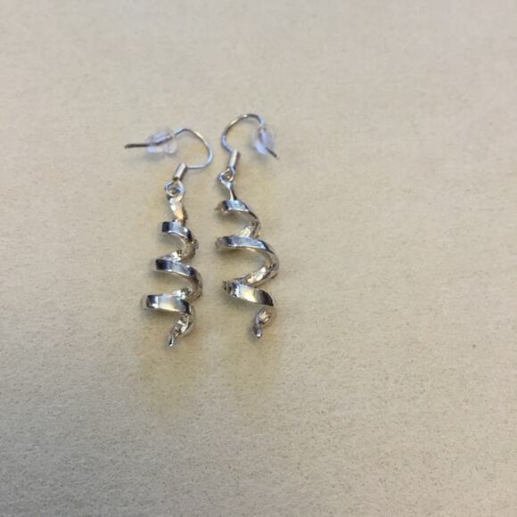Silver Spiral Crystals Earrings - Picture 5 of 7